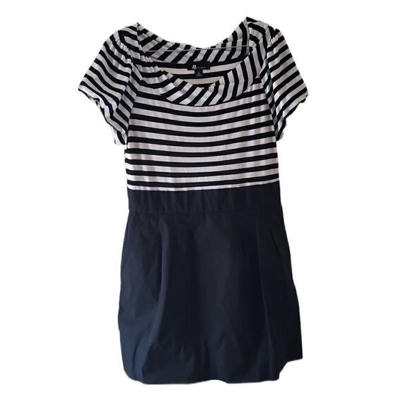AB Studio Black & White Striped Top & Solid Black Bottom Dress - Picture 1 of 5
